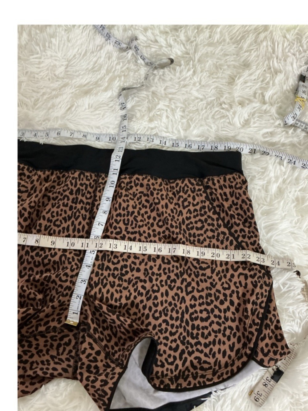 Women's Lands' End Plus 18 Brown Black Leopard Print Athletic Shorts - Picture 6 of 12